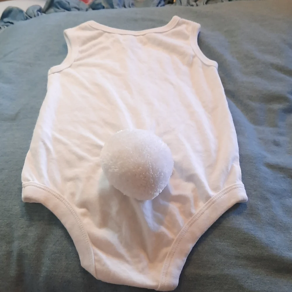 Sz 18 mo bunny tail white onsie baby Easter picture outfit